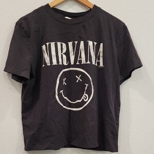 H&M Nirvana Crop Top with Vintage Band Design